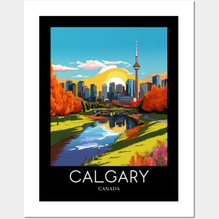 A Pop Art Travel Print of Calgary - Canada Posters and Art
